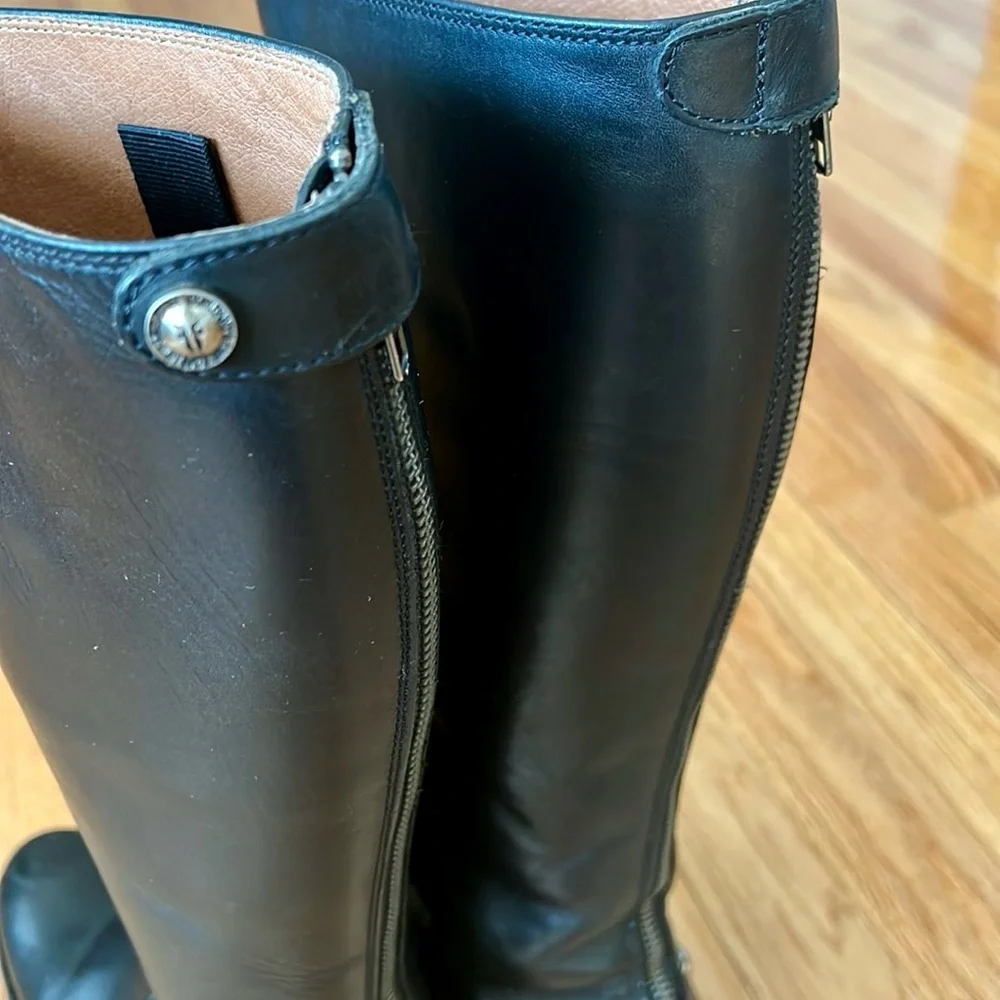 Frye Melissa Button Back Zip Black leather boots women size 6.5